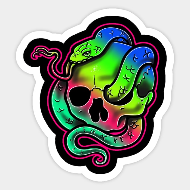 snake and skull Sticker by Squatchyink